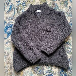 Cozy Charcoal Quarter-Zip Sherpa Sweater